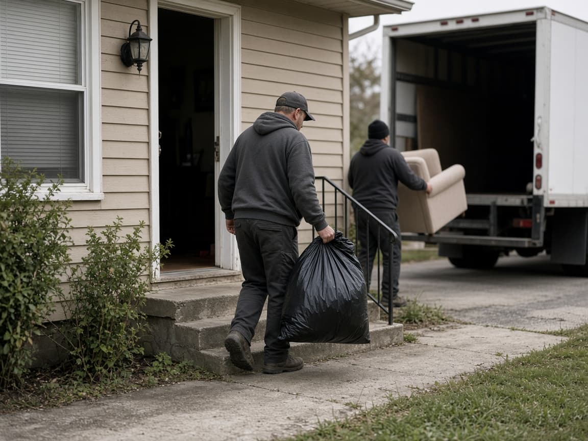 Crew clearing belongings during a property cleanout